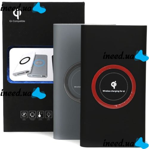 Беспроводное зарядное устройство Power Bank Qi Compatible 30000 mAh с быстрой зарядкой, портативный внешний аккумулятор USB повербанк для телефона