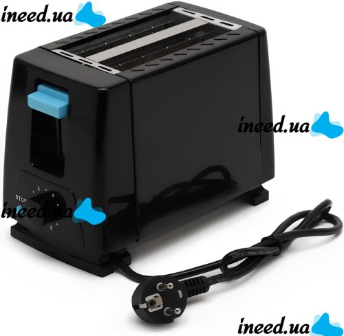 Электрический тостер Bitek BT-263 Black 1000w кухонный горизонтальный электротостер на 2 тоста для хлеба со съёмным поддоном 2 Slice Toaster Черный