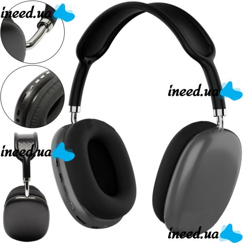 Накладные беспроводные наушники Bluetooth Macaron P9 Max с Aux, Полноразмерные блютуз стереонаушники со слотом карты памяти MicroSD, TF Card Черные