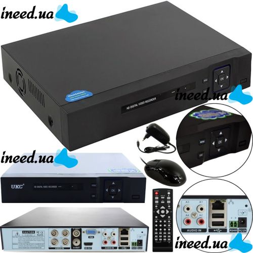 Проводной видеорегистратор DVR UKC CAD 1204 AHD 4 канальный, Сетевой IP Регистратор на 4 камеры для видеонаблюдения и управления камерами Черный