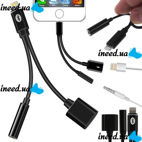 Переходник Lightning to Headphone Jack Adapter MY026 аудио адаптер 3.5mm разветвитель на 2 порта для подключения зарядки и наушников к телефону