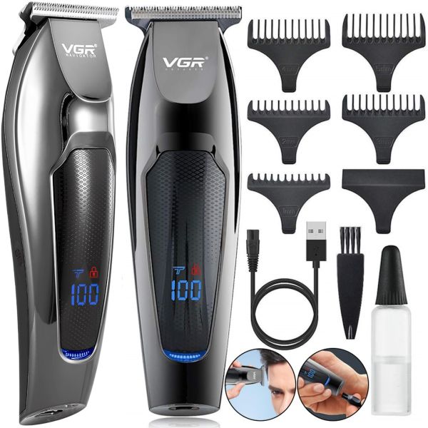 Wireless Rechargeable VGR V-070 Hair Clipper, Men's Edging USB Beard and Mustache Trimmer with Replaceable Nozzles V070