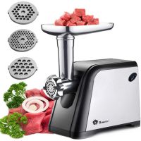 Кухонная электрическая мясорубка Domotec MS-2022 3000W, Бытовая электромясорубка с насадками для колбас и кеббе и толкателем Домотек 3000Вт Черная