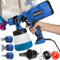 Электрический краскопульт Makita AH550L 650W ручной распылитель пульверизатор с емкостью для краски 800 мл 3 степени распыления от сети Макита