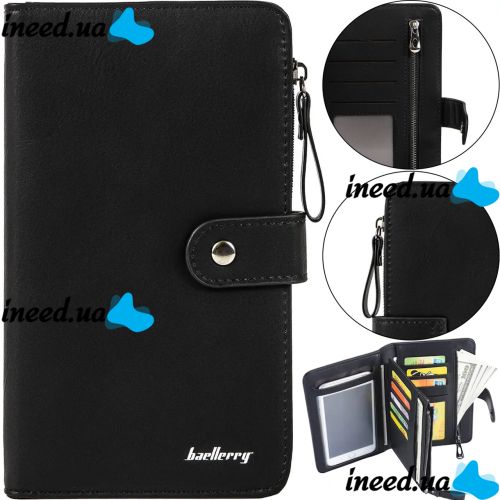 Женский кошелек клатч Baellerry Miracle JC224 Black с отделением для телефона на кнопке, Женское портмоне на 17 отделений для купюр и монет Черный