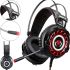 Игровые проводные наушники Jinoun A6 с микрофоном и RGB подсветкой для ПК, Геймерские полноразмерные наушники для компьютера и ноутбука USB AUX