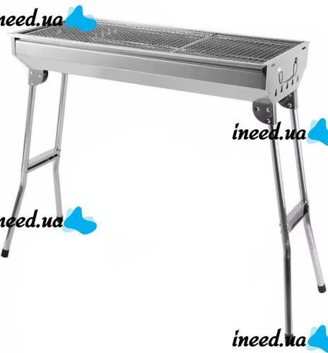 Переносной раскладной мангал Stainless Steel Grill GP-4273 для шашлыка и барбекю, Гриль со съемной сеткой 48х33х59 см на древесных углях и дровах