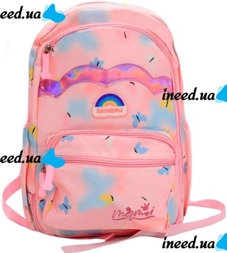Children's School Backpack Briefcase Rainbow NA-4 for Girls, Teenage Satchel Rainbow 43x20x31cm for Girls for grades 1-4 to School Pink