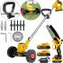 Set of power tools DeWalt cordless lawn mower trimmer DCMST156N with wheels, Chainsaw DCM160N 2 batteries for grass and bushes