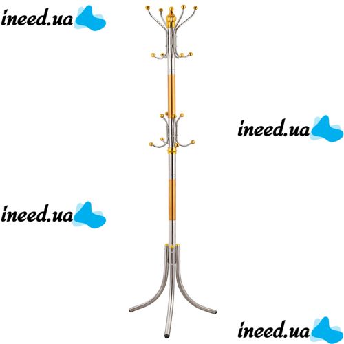 Напольная вертикальная вешалка тренога Coat Rack для верхней одежды 16 крючков, Переносная разборная металлическая стойка для сумочек и зонтов