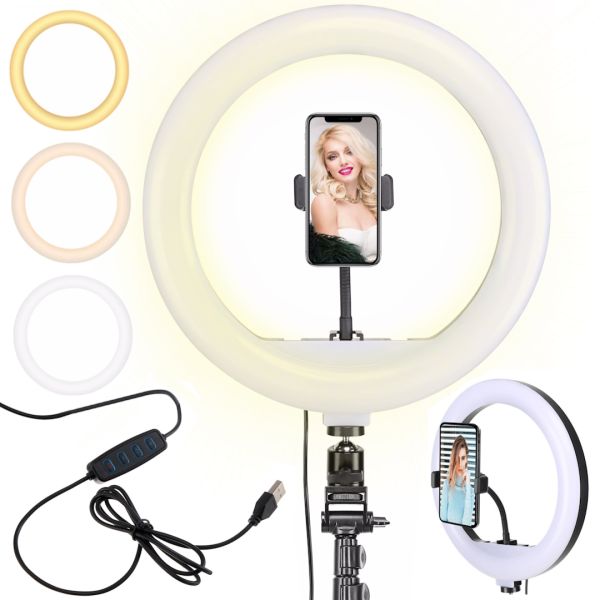 Кольцевая USB LED лампа Ring Fill Light JY-360A 36 см 14" без штатива Профессиональная студийная светодиодная CXB-360 (теплый, нейтральный, холодный)