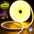 Світлодіодна силіконова стрічка LED NEON 0729 Yellow 5 м з блоком живлення, універсальна неонова гнучка підсвітка 12v-220v 5m в силіконі Жовта