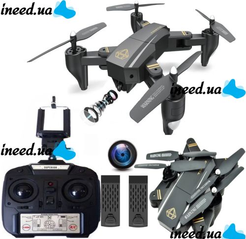 Квадрокоптер складной профессиональный D5HW DRONE s9 Phantom Pro с WIFI камерой, Дрон с подсветкой на аккумуляторе Коптер на радиоуправлении 4 DRC V4