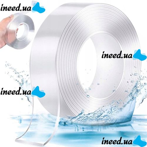 Многоразовая сверхпрочная крепежная гелиевая лента Ivy Grip Tape 1 м, Сверхсильная прозрачная двухсторонняя клейкая скотч 1 метр нано-лента