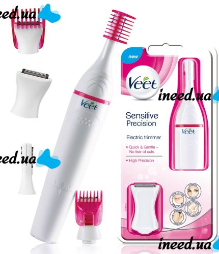 Жіночий Електричний тример Veet Sensitive Precision Expert епілятор для обличчя і тіла, електробритва зі змінними насадками Sweet Sensitive