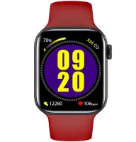 Наручные Смарт часы Smart Watch T500 спортивные с микрофоном, тонометром IP67 Aluminium 44mm Умные часы с функциями фитнеса и здоровья Красные