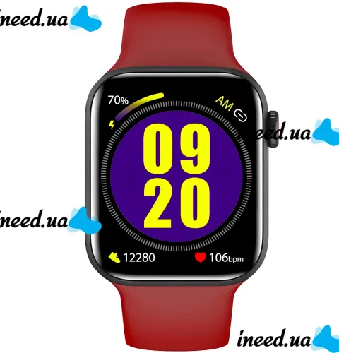 Наручные Смарт часы Smart Watch T500 спортивные с микрофоном, тонометром IP67 Aluminium 44mm Умные часы с функциями фитнеса и здоровья Красные