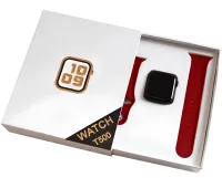 Наручные Смарт часы Smart Watch T500 спортивные с микрофоном, тонометром IP67 Aluminium 44mm Умные часы с функциями фитнеса и здоровья Красные