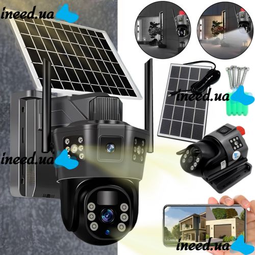 Уличная IP камера видеонаблюдения Solar Camera TD35 4G Wifi поворотная видеокамера с тремя линзами и удаленным доступом от солнечной панели TD35-4G