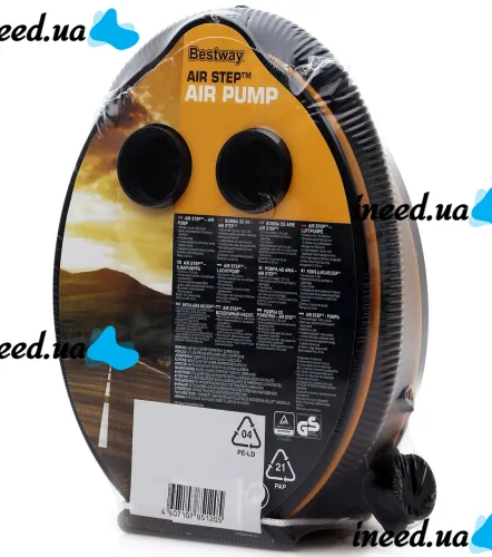 Ножной насос для надувных изделий Bestway 62023 1.4 л воздушный насос-лягушка для накачивания и сдувания матрасов и бассейнов с 3 насадками KAR89