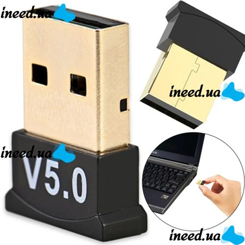 Мини адаптер USB Bluetooth v5.0 с поддержкой микрофона для ПК, беспроводной блютуз стерео приемник передатчик для PC Windows 7, 8, 10 Черный