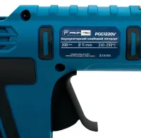 Аккумуляторный клеевой пистолет PROFI-TEC PGG1120V 20V беспроводной термопистолет для горячего силиконового клея 11 мм на 2 аккумулятора Синий