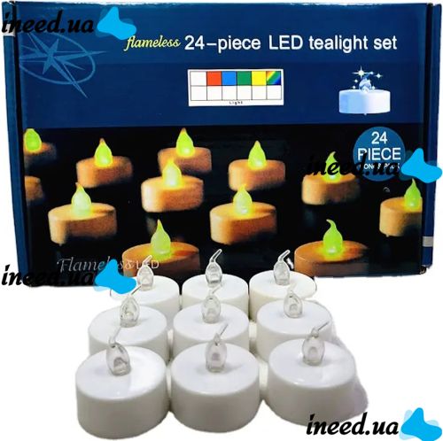 Flameless Tealight LED Candle Set 24 Pieces LED Candle with Imitation Flame and Battery-powered Backlight for Lighting White