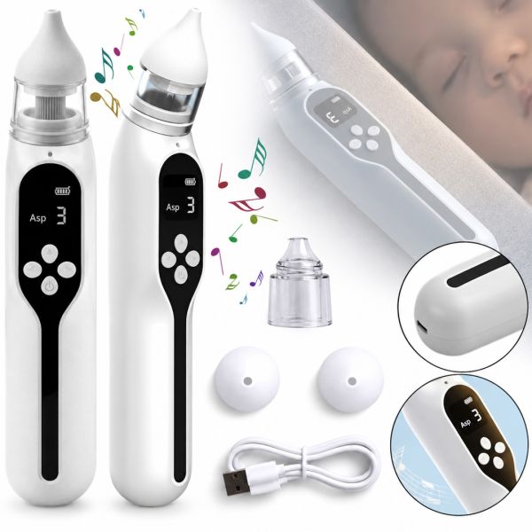 Дитячий акумуляторний назальний аспіратор Baby Nasal Aspirator NS-D1004 — електричний аспіратор для носа з насадками та вбудованою музикою через USB