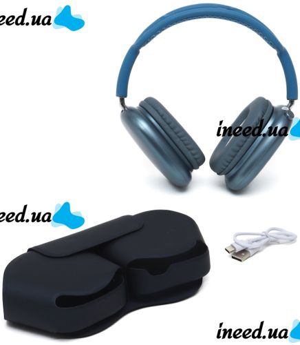 Беспроводные Bluetooth наушники AirPods Max Blue полноразмерные блютуз стереонаушники с микрофоном и шумоподавлением в чехле Smart Case MGYJ3 Синие