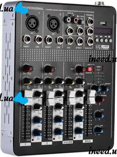 Профессиональный микшерный пульт Yamaha Mixer BT4000 2ch BT 4-канальный активный аудиомикшер со встроенным усилителем и Bluetooth MX-4000BT Черный