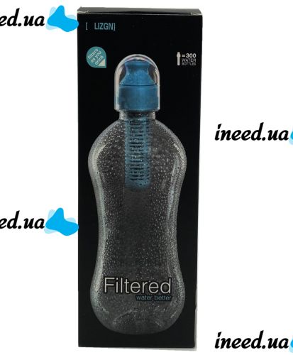 Спортивная герметичная бутылка с фильтром для питьевой воды Water Filter Bottle, объемом 550 мл для занятий спортом, Мягкая бутылка для очистки воды