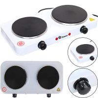 Настольная электроплита Domotec MS-5822 1000W на 2 конфорки диск, Двухконфорочная электрическая плита 1000Вт с термостатом на 5 положений Белая