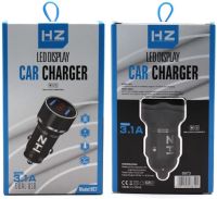 Автомобильное зарядное устройство с вольтметром Car Charger HZ HC7 3.1A, Адаптер для зарядки 2xUSB в прикуриватель, Автозарядка с экраном Черный