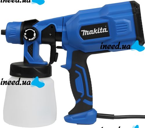 Электрический краскопульт Makita AH550L 650W ручной распылитель пульверизатор с емкостью для краски 800 мл 3 степени распыления от сети Макита