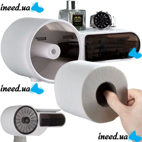 Настенный держатель для туалетной бумаги Wall-Hanging Waterproof Tissuef Box SHH-1, органайзер для хранения салфеток с полкой на стену MAG-736