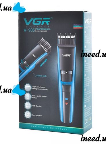 Профессиональная беспроводная аккумуляторная машинка VGR V-935 для стрижки волос, Аккумуляторный триммер для окантовки бороды и усов с насадками
