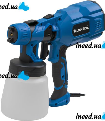 Электрический краскопульт Makita AH550L 650W ручной распылитель пульверизатор с емкостью для краски 800 мл 3 степени распыления от сети Макита