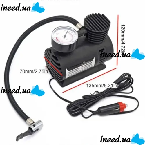 Электрический автомобильный компрессор 300 PSI 10-12Amp 25л Ji030 воздушный насос для автомобиля, Автокомпрессор для подкачки колес машины Черный