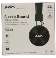 Беспроводные накладные Bluetooth наушники NIA X3 с МР3 плеером и FM Black, Полноразмерные блютуз стерео наушники с микрофоном и радио Черные