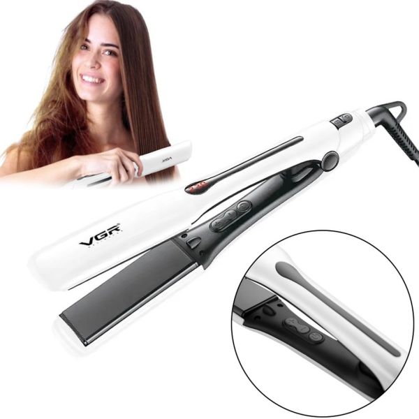 Professional Curling Iron Straightener VGR V-556 for Straightening and Curling Hair with 55W LED Display, Hair Styling Tongs V 556 White
