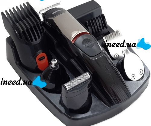 Wireless Hair Clipper Gemei GM-853 5 in 1 Professional Rechargeable Trimmer Electric Shaver with 6 Nozzles for Nose Ears Geemy