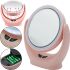 Настольное круглое косметическое зеркало Mirror Lamp YT-M513 с LED подсветкой и увеличением для макияжа, Увеличительное зеркало на подставке Розовое