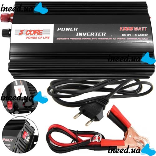 Автомобильный инвертор 5 CORE UPS AC/DC 12V-220V 1300W CRE-1300VA преобразователь напряжения тока 12В 220В с зарядным от сети и аккумулятора