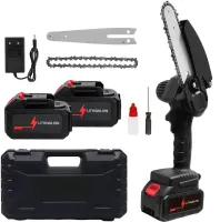 Rechargeable Mini Chain saw Supretto Mini Electric Chain Saw 24V 550W for pruning trees and sawing firewood, mini saw, electric saw on a battery