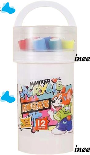Профессиональный набор скетч маркеров Creative Acrylic Marker 12 шт для рисования в ведре, Акриловые маркеры фломастеры линеры 12шт AND635-12 цветов