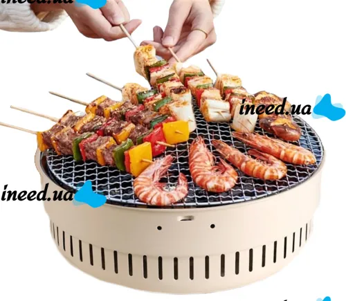 Бездымный круглый гриль с решеткой Stove NO.898 30 см для барбекю, Угольная складная круглая печь для жарки мяса, рыбы и овощей для кемпинга