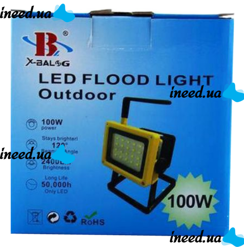 Переносной сверхмощный прожектор Bailong BL-204 100W XML T6-WS Ручной аккумуляторный фонарь с полицейской мигалкой для кемпинга 3 режима работы
