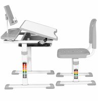 Детская парта со стулом Bambi M 4818-4 ученический письменный стол и стул с регулированной высотой и подставкой для книг от 3-х лет NJ-492 Серый