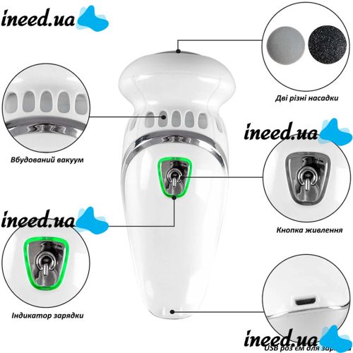Пемза для ног Callus Remover Vacuum электрическая шлифовальная пилка, аккумуляторная электропемза для чистки пяток и удаления мозолей c USB зарядкой