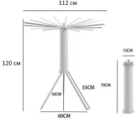 Складная напольная сушилка трансформер Octopus 112x112x120 см для сушки белья и одежды, Вращающаяся стойка вешалка для вещей до 15 кг Белая